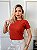 TSHIRT FEMININA ALGODÃO LUXO PEROLAS COLAR TERRA COTA - Imagem 3