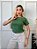 TSHIRT FEMININA ALGODÃO LUXO PEROLAS COLAR VERDE MILITAR - Imagem 3