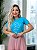 TSHIRT FEMININA ALGODÃO SANTA PEROLAS AZUL - Imagem 3