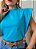 TSHIRT FEMININA ALGODÃO MUSCLE TEE GOLA ALTA AZUL PISCINA - Imagem 1