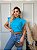TSHIRT FEMININA ALGODÃO MUSCLE TEE GOLA ALTA AZUL PISCINA - Imagem 4
