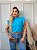 TSHIRT FEMININA ALGODÃO MUSCLE TEE GOLA ALTA AZUL PISCINA - Imagem 2