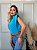 TSHIRT FEMININA ALGODÃO MUSCLE TEE GOLA ALTA AZUL PISCINA - Imagem 3