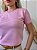 TSHIRT FEMININA ALGODÃO COM ELASTANO LISTRADA  ROSA BEBÊ - Imagem 1