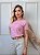 TSHIRT FEMININA ALGODÃO COM ELASTANO LISTRADA  ROSA BEBÊ - Imagem 2