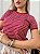TSHIRT FEMININA ALGODÃO COM ELASTANO LISTRADA VERMELHA - Imagem 1