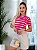 TSHIRT FEMININA 100% ALGODÃO PENTEADO LISTRADA PINK - Imagem 3