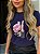 TSHIRT FEMININA ALGODÃO BATOM E ROSA / AZUL MARINHO - Imagem 1