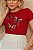 TSHIRT FEMININA ALGODÃO 3 BORBOLETAS / VERMELHA - Imagem 1