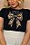 TSHIRT FEMININA ALGODÃO STYLE LAÇO / PRETA - Imagem 1