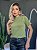 TSHIRT FEMININA ALGODÃO GOLA ALTA  VERDE MUSGO - Imagem 2