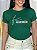 TSHIRT FEMININA ALGODÃO BORDADO FÉ GRATIDÃO  / VERDE BANDEIRA - Imagem 1