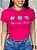 TSHIRT FEMININA ALGODÃO 3 FLORES / PINK - Imagem 1