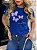 TSHIRT FEMININA ALGODÃO  AGRADECER BORBOLETA PEROLAS / AZUL BIC - Imagem 1