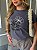 TSHIRT FEMININA ALGODÃO  FLOR PÉROLAS / CINZA CHUMBO - Imagem 1