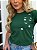 TSHIRT FEMININA ALGODÃO BORDADA LATERAL RAMOS / VERDE MILITAR - Imagem 1