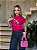 TSHIRT FEMININA ALGODÃO XADREZ FLORES / PINK - Imagem 3