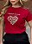 TSHIRT FEMININA ALGODÃO CORAÇÃO PONTOS DE LUZ / VERMELHO - Imagem 1