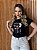 TSHIRT FEMININA ALGODÃO FLOWERS / PRETA - Imagem 2