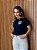 TSHIRT FEMININA ALGODÃO BOLSINHO LATERAL / AZUL MARINHO - Imagem 2