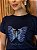 TSHIRT FEMININA ALGODÃO BORBOLETA / AZUL MARINHO - Imagem 1