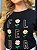 TSHIRT FEMININA ALGODÃO FLOWER COM APLICAÇÃO / PRETA - Imagem 1