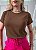 TSHIRT FEMININA ALGODÃO LISA CHOCOLATE - Imagem 1