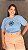 TSHIRT PLUS SIZE FEMININA FLOR APLICAÇÃO / AZUL BEBE - Imagem 1