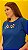 TSHIRT PLUS SIZE FEMININA BORDADO NA GOLA / AZUL BIC - Imagem 2