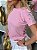 TSHIRT FEMININA ALGODÃO BORDADO NA MANGA FLOR RAMOS / ROSA BEBE - Imagem 1