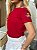 TSHIRT FEMININA ALGODÃO BORDADO NA MANGA 3 FLORZINHAS E RAMO / VERMELHA - Imagem 1