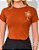 TSHIRT FEMININA ALGODÃO BORDADO FLOR LATERAL / TERRA COTA - Imagem 1