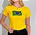 TSHIRT FEMININA ALGODÃO BANDEIRA BRASIL LANTEJOULA / AMARELA - Imagem 1