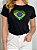 TSHIRT FEMININA ALGODÃO CORAÇÃO LANTEJOULA / PRETA - Imagem 1