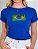 TSHIRT FEMININA ALGODÃO BANDEIRA LANTEJOULA / AZUL - Imagem 1
