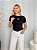TSHIRT FEMININA ALGODÃO BORDADA BANDEIRINHA / PRETA - Imagem 3
