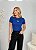 TSHIRT FEMININA ALGODÃO BORDADA BANDEIRINHA / AZUL BIC - Imagem 2