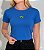 TSHIRT FEMININA ALGODÃO BORDADA BANDEIRINHA / AZUL BIC - Imagem 1