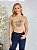 TSHIRT FEMININA ALGODÃO FLOR PEROLAS / NUDE - Imagem 3