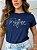 TSHIRT FEMININA ALGODÃO BORDADA INSPIRE / AZUL MARINHO - Imagem 1