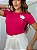 TSHIRT FEMININA ALGODÃO FLOR APLICAÇÃO / PINK - Imagem 1
