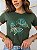 TSHIRT FEMININA ALGODÃO BORBOLETA PEROLAS / VERDE MILITAR - Imagem 1