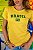 TSHIRT FEMININA ALGODÃO BRASIL BANDERINHA BORDADA / AMARELA - Imagem 1