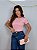 TSHIRT FEMININA ALGODÃO BORDADA NA MANGA UMA FLOR / ROSA BEBE - Imagem 2