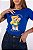 TSHIRT FEMININA ALGODÃO BRASIL URSO COM BOLSA / AZUL BIC - Imagem 1