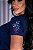 TSHIRT FEMININA ALGODÃO BORDADA NA MANGA 3 BORBOLETINHAS / AZUL MARINHO - Imagem 1