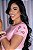 TSHIRT FEMININA ALGODÃO BORDADA NA MANGA 4 FLORZINHAS PINK / ROSA BEBE - Imagem 1