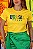 TSHIRT FEMININA ALGODÃO BRASIL LANTEJOULAS / AMARELA - Imagem 2