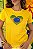 TSHIRT FEMININA ALGODÃO BRASIL STRASS CORAÇÃO / AMARELA - Imagem 2
