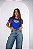 TSHIRT FEMININA ALGODÃO BRASIL CORAÇÃO STRASS / AZUL BIC - Imagem 2